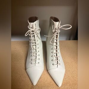 Eloquii Cream Lace-Up Boots